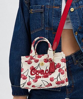 ＜COACH＞カーゴ　トート　バッグ　２０・チェリー　プリント